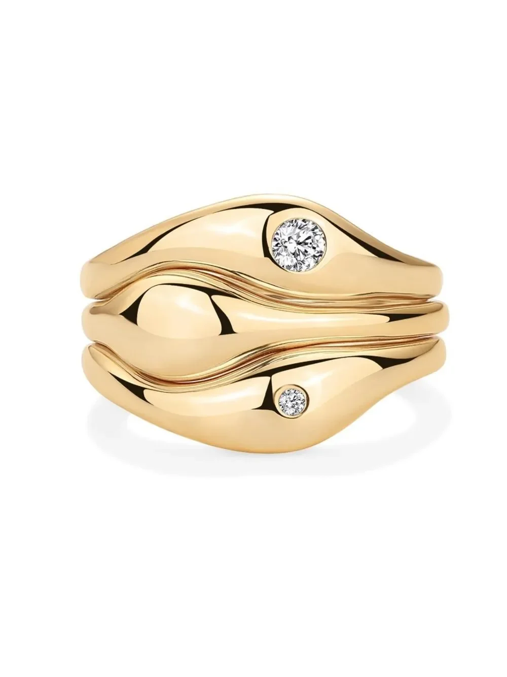 14K Gold Plated Chunky Stackable Rings Set